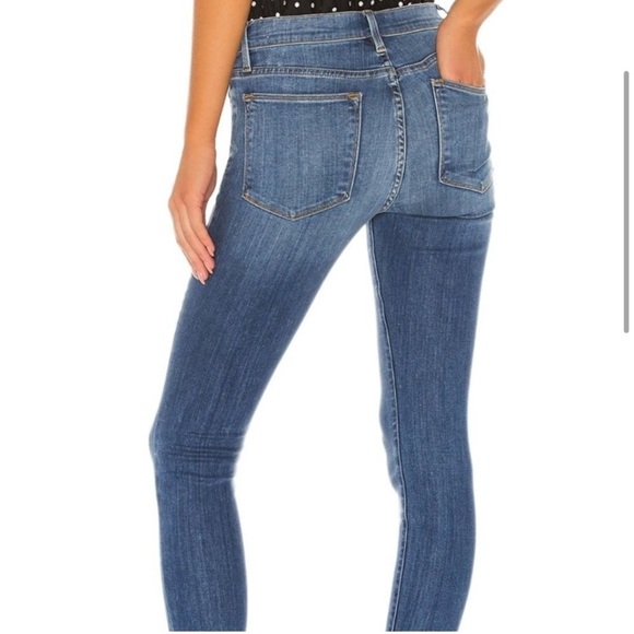 FRAME LE HIGH SKINNY RAW HEM MEDIUM WASH HIGH WAISTED SLIM FIT SKINNY JEANS SZ30 - Picture 2 of 12